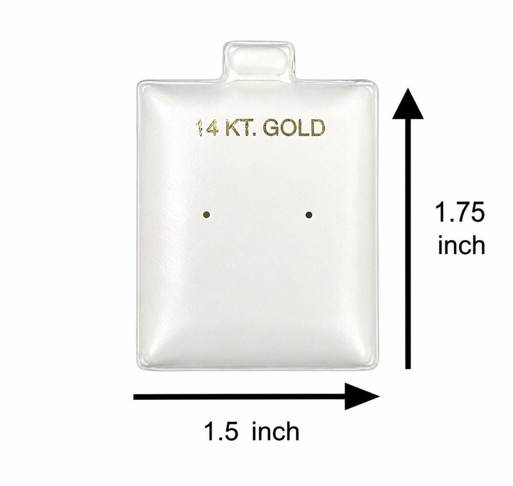 White Earring Puff Pad Display Cards 14kt Gold Imprinted 1.75 X 1.50 Inches
